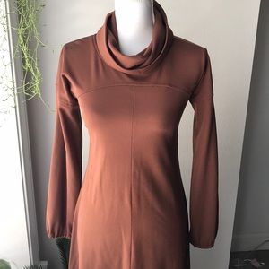 Brown Vintage Cowl Neck Dress